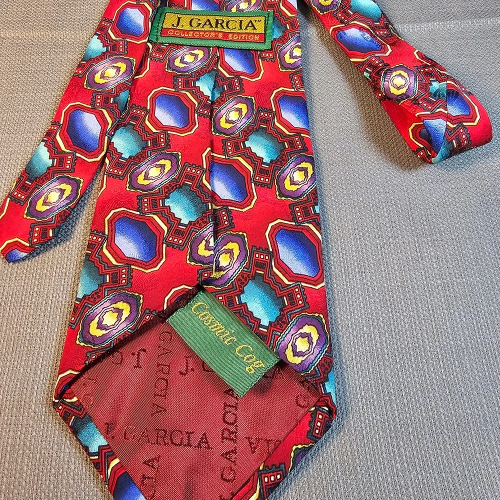 J. Garcia Collector's Edition Red Cosmic Cog Silk Necktie by Stonehenge